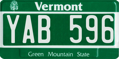 VT license plate YAB596