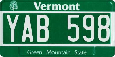 VT license plate YAB598