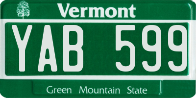 VT license plate YAB599