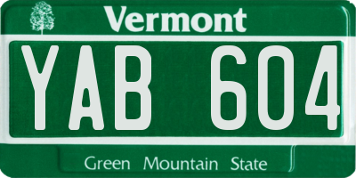 VT license plate YAB604