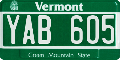 VT license plate YAB605