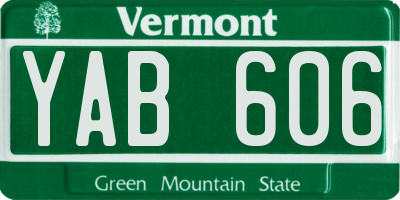 VT license plate YAB606