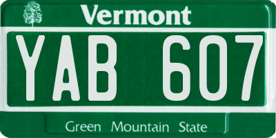 VT license plate YAB607