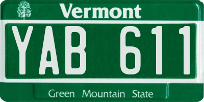 VT license plate YAB611