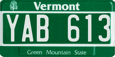 VT license plate YAB613