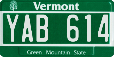 VT license plate YAB614