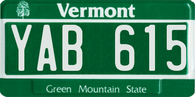 VT license plate YAB615
