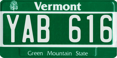 VT license plate YAB616