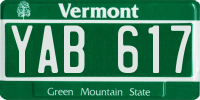VT license plate YAB617