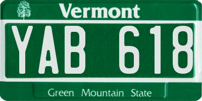 VT license plate YAB618