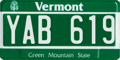 VT license plate YAB619