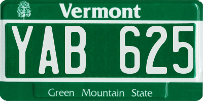 VT license plate YAB625