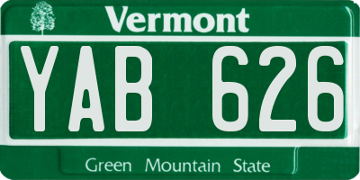 VT license plate YAB626