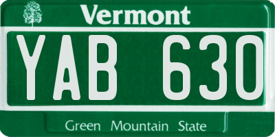 VT license plate YAB630