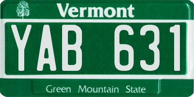 VT license plate YAB631