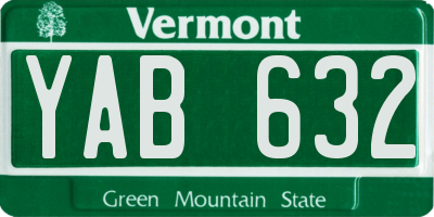 VT license plate YAB632