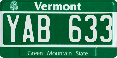 VT license plate YAB633