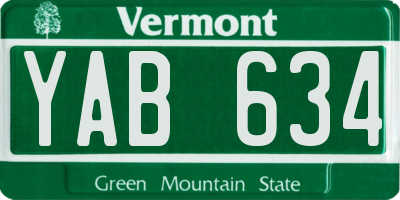 VT license plate YAB634