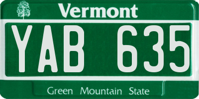 VT license plate YAB635