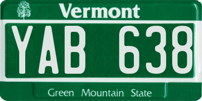 VT license plate YAB638