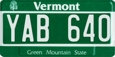 VT license plate YAB640