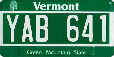 VT license plate YAB641