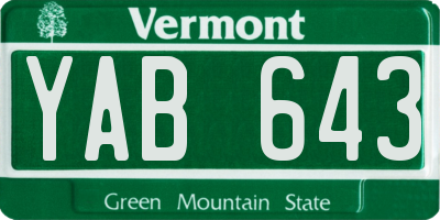 VT license plate YAB643