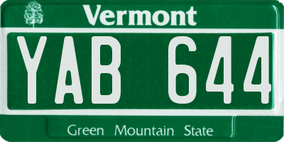 VT license plate YAB644