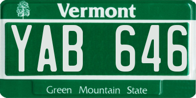 VT license plate YAB646