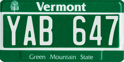 VT license plate YAB647