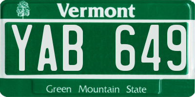 VT license plate YAB649