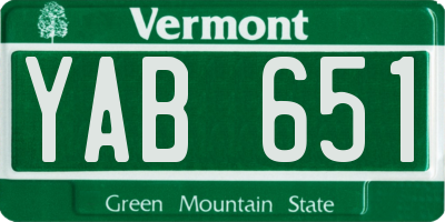 VT license plate YAB651