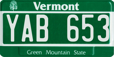 VT license plate YAB653