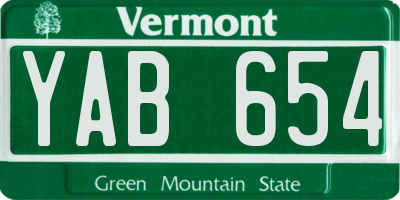 VT license plate YAB654