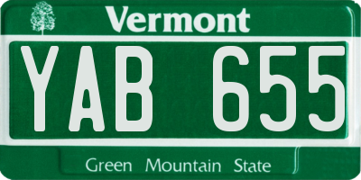VT license plate YAB655
