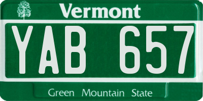VT license plate YAB657
