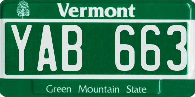 VT license plate YAB663