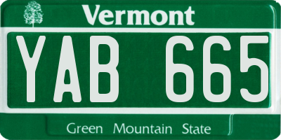 VT license plate YAB665