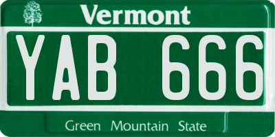 VT license plate YAB666