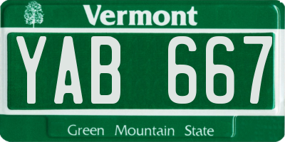 VT license plate YAB667