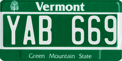 VT license plate YAB669