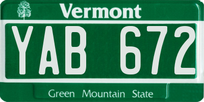 VT license plate YAB672