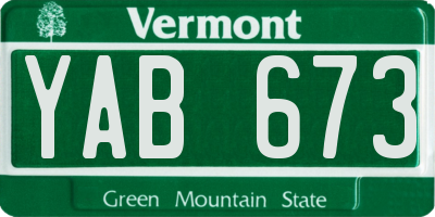 VT license plate YAB673
