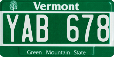 VT license plate YAB678