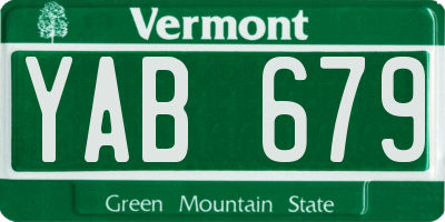 VT license plate YAB679