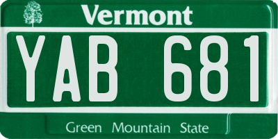 VT license plate YAB681