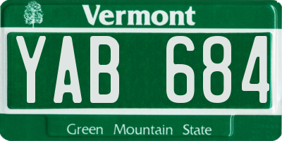 VT license plate YAB684