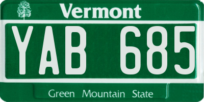 VT license plate YAB685