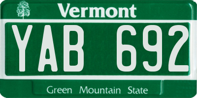 VT license plate YAB692