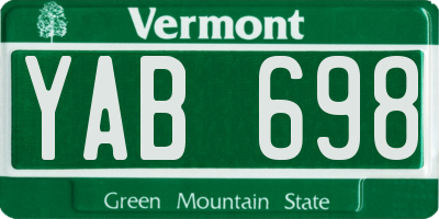 VT license plate YAB698
